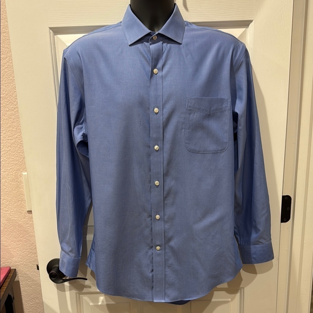Lands End No Iron Supima Pinpoint Men’s Shirt. Size 16-33, Tailored Fit - Picture 1 of 5